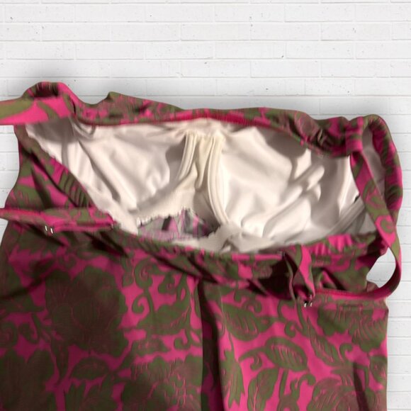 LANDS END Tankini 2-PC Swimsuit Underwire Top Bottoms Pink Paisley Swim 10DD DD - Picture 4 of 9